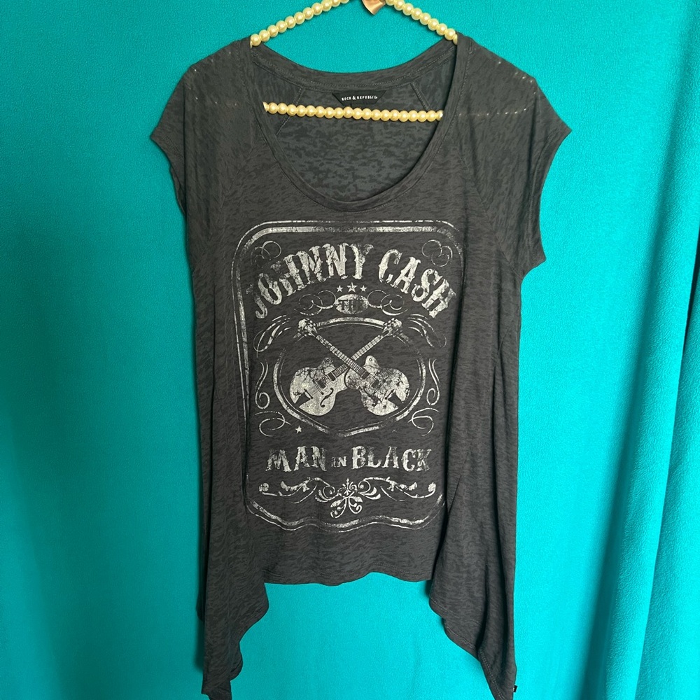 Johnny Cash Graphic Women's Black Top